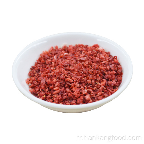 Granules de fraise lyophilisés sains